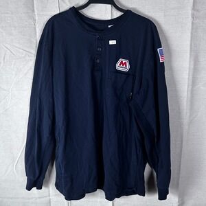 Bulwark FR Marathon Oil Mens XXL Henley Shirt Flame Resistant Navy SEL2NV6